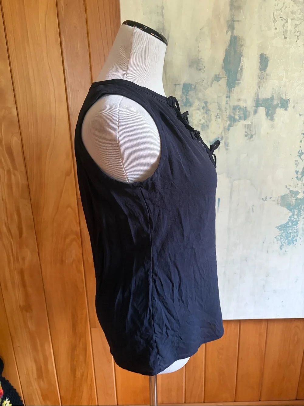 Tory Burch Navy Sleeveless Tie-Neck Blouse Size 4